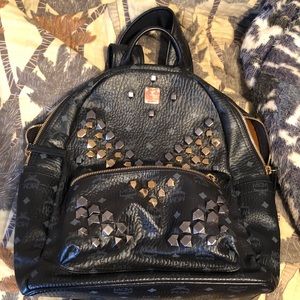 Black MCM studded backpack
